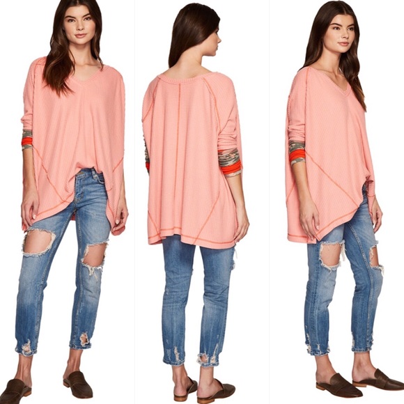 FREE PEOPLE Leopard accents thermal Top NWT - Picture 2 of 7